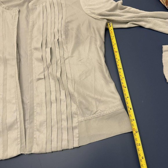 Cache Grey Polyester Size 10 Open Cardigan Pleated Front / Long Sleeve - Picture 7 of 10